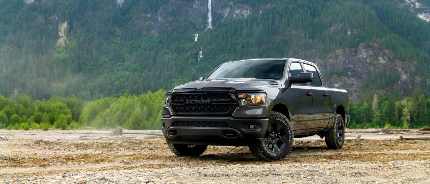 2024 Ram 1500 showcasing wheels inside a forest preserve